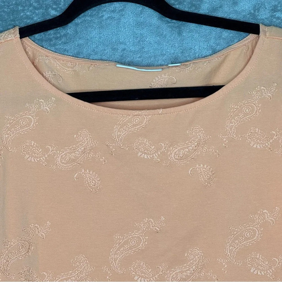 Rafaella 1X Shirt Top Orange Solid Paisley Bell Short Sleeve Scoop Neck Stretch - Picture 3 of 7